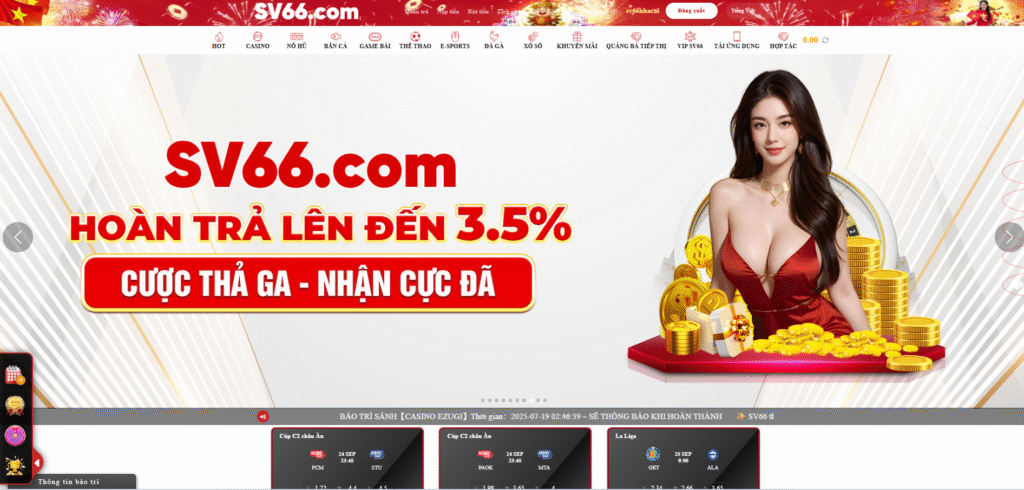 Giao diện SV66 đẹp mắt